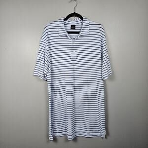 Dunning Golf Mens XL Polo Short Sleeve Performance Stretch‎ Striped Blue Navy